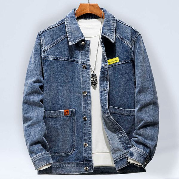 

ins autumn denim new style ruffian handsome trend korean men's jacket fat loose jeanswinter, Black;brown