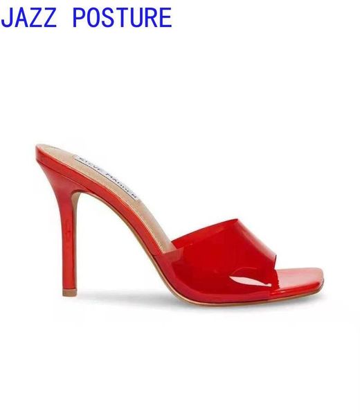 

slippers women's 2021 outer high heels 36-43 size boots toes red original slide w012, Black