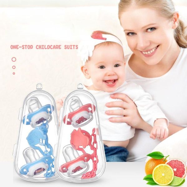 

pacifiers# 1 pcs baby silica gel pacifier safety cartoon for kids orthodontic infant nipple with clip chain 0-3 years old