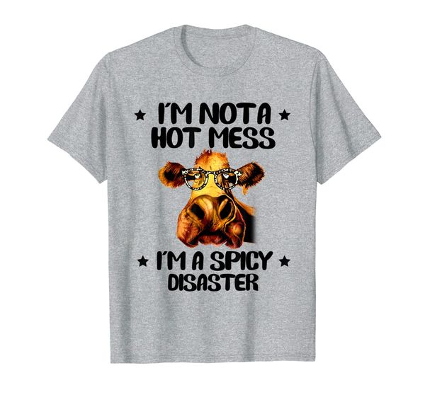 

i'm nota mess i'm a spicy disaster cow heifer t shirt fa, White;black