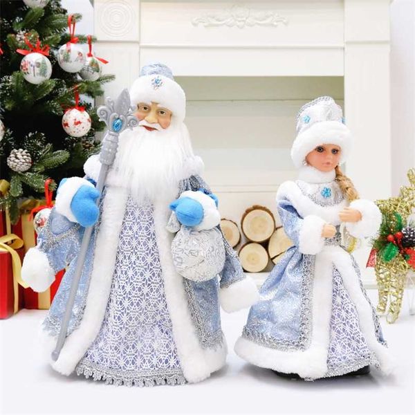 Elektrische Santa Claus Schnee Maiden Musical Puppen Plüsch Spielzeug Weihnachtsbaum Ornamente Dekoration Figuren Wohnkultur Geschenk Navidad 211018