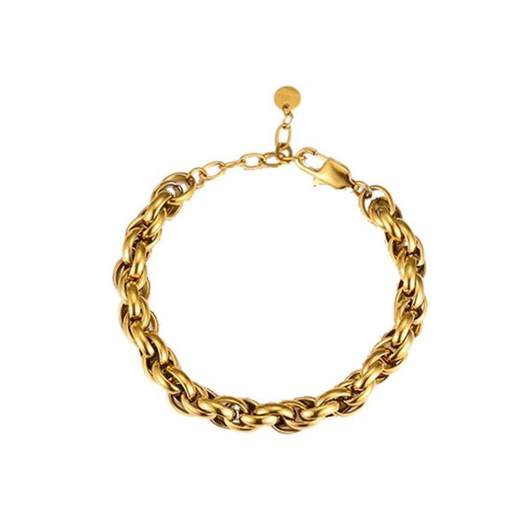 

link, chain stainless steel rose gold bracelet punk hip-hop retro rope fashion high-end trend men and women with the same style, Black