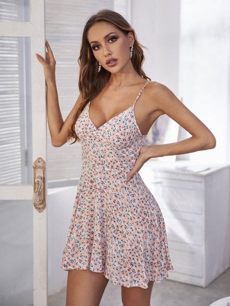 

ditsy floral print cami dress 19jl#, Black;gray