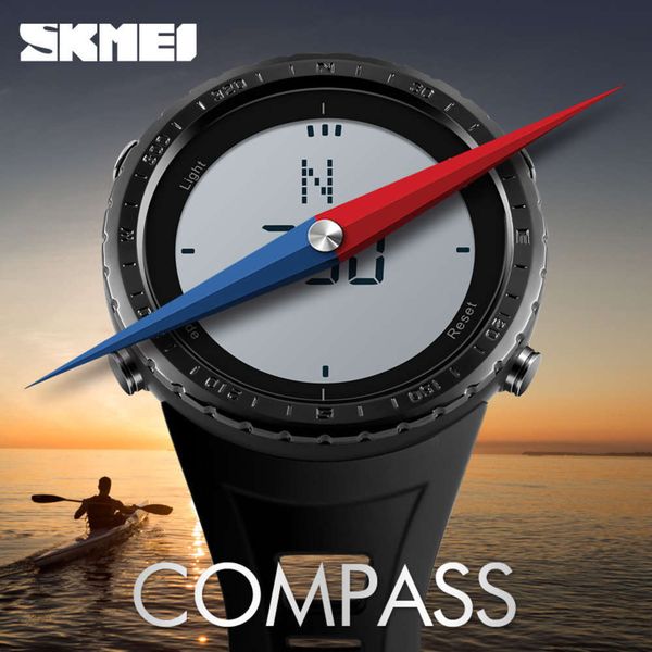 

outdoor men's watch electronic compass skmei multi function sports watch student watch, Slivery;brown