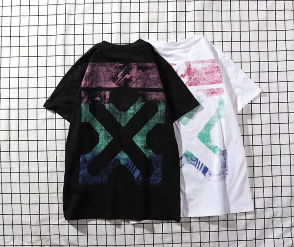 

trendy off ow19 raiow print men's and women's short sleeve t-shirts, White;black