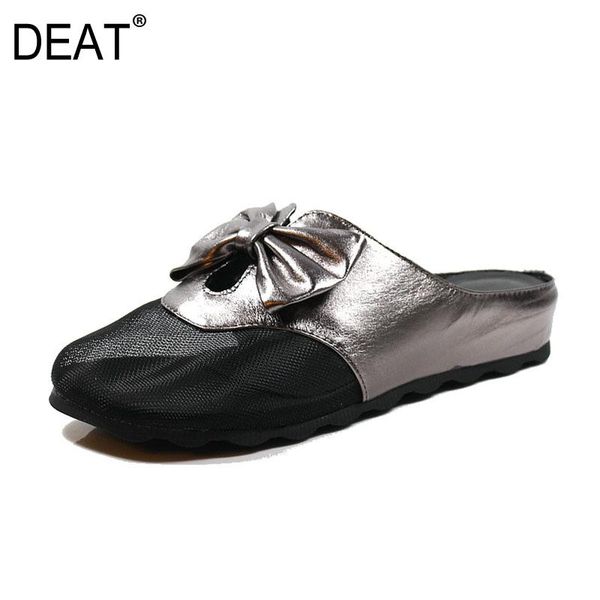

slippers [deat] 2021 spring summer round toe shallow bowknot mixed colors casual outside women shoes fashion tide 10g325, Black