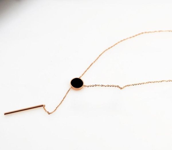 

pendant necklaces stainless steel black round necklace collares de moda 2021 , cute statement for women rose gold color jewelry, Silver