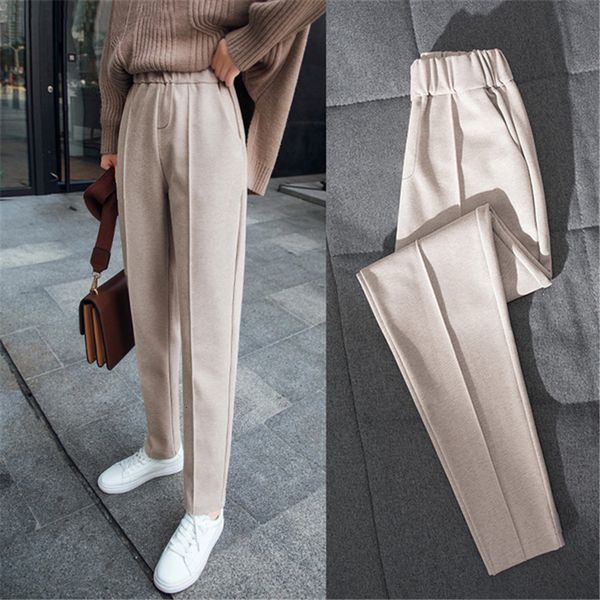 

2021 new spring winter thicken women harem woolen blend pants female trousers capris bottoms r0zq, Black;white