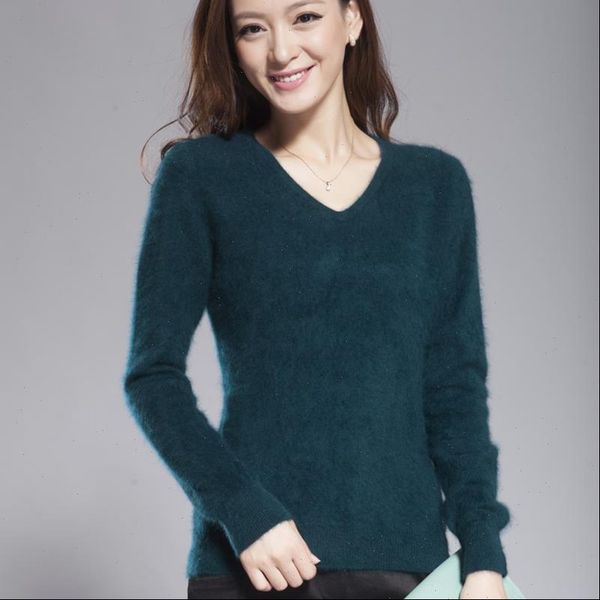 

2021 autumn winter womens v neck 100% mink cashmere sweaters pullover soft warm cashmere sweaters women knitted basic sweater, White;black