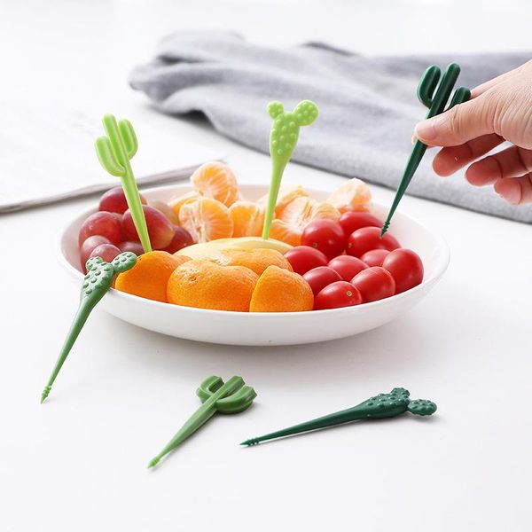 

forks creative fruit grade plastic cactus cute cats dog funny mini fork for kids kitchen accessories 6/7pcs