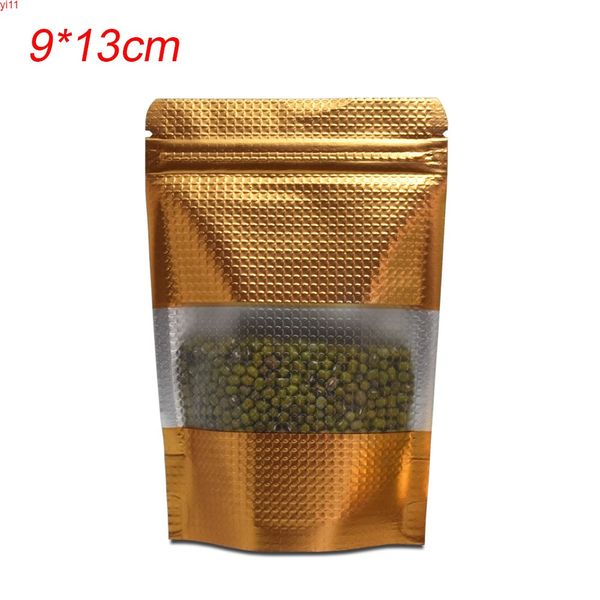 Grátis Fast Shipping 1000pcs Stand up Alimentos Armazenamento Zip Bloqueio Mylar Mylar Selo Calor Doypack Folha de Alumínio Embalagem Sacos 9x13cmhigh Quatity