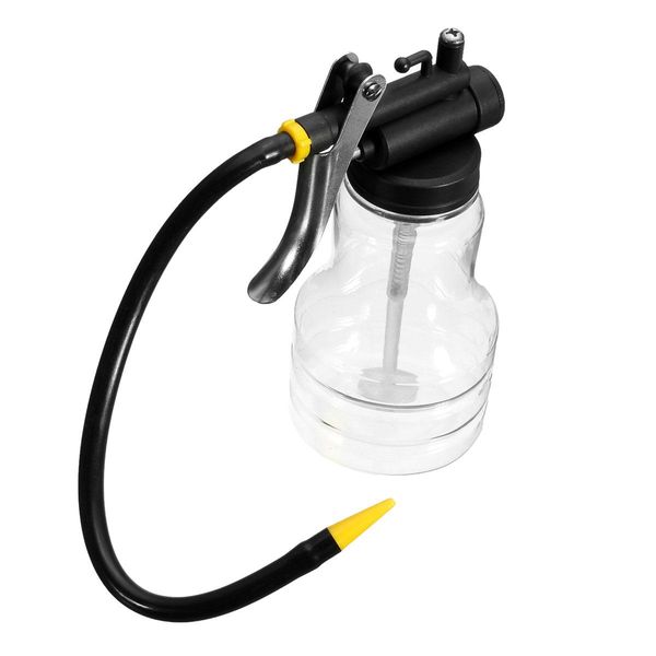 

2021 new 250cc transparent high pressure pump oiler lubrication oil can plastic machine oiler grease 245mm length flex gun free