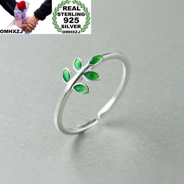 

cluster rings omhxzj wholesale european fashion woman girl party wedding gift silver leaves open s925 sterling ring rr286, Golden;silver