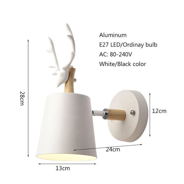 

modern minimalist creative antler white & black wall light bedroom bedside living room study balcony led wall lamp
