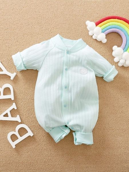 

yierying baby men's and women's universal patch detail button jumpsuit she01, Blue