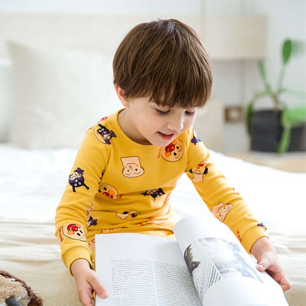 

children's underwear set pure winter autumn trousers cotton sweater home cloth boys' pajamas, Blue;red