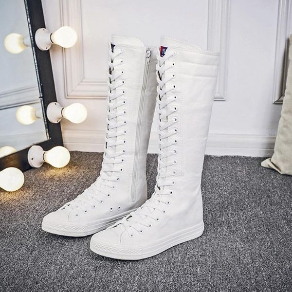 

boots cxjywmjl women high white platform knee black lace up denim thigh 6857