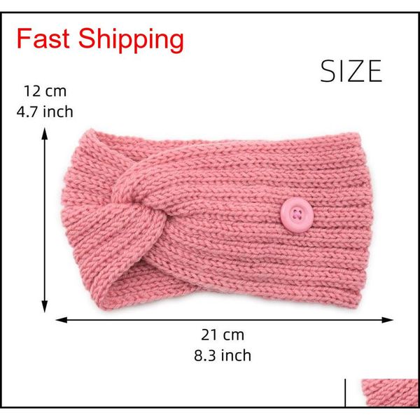 

button knitted headband 36 colors wool headwear crochet twist headband winter warm cross ear protection h qylkly dh_seller2010, Silver