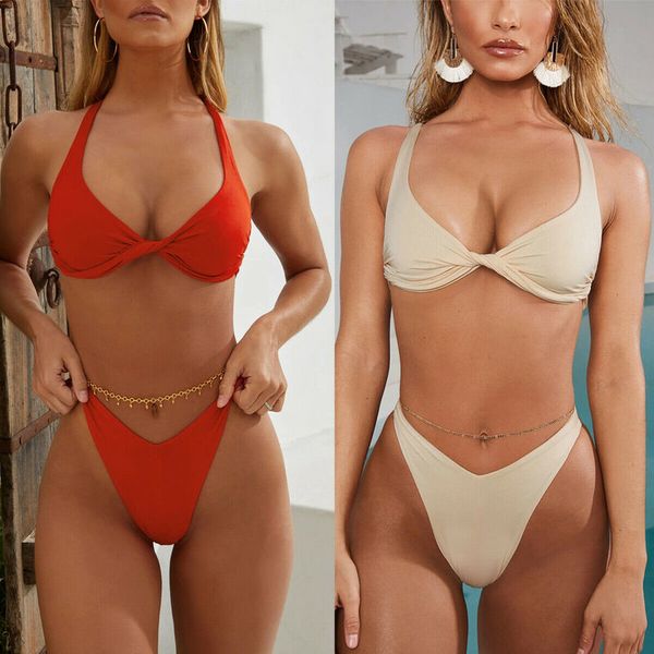 

salewomen soild on color bikini sets badmode new bandage push up bh badpak summer backless beachwear hot, White;black