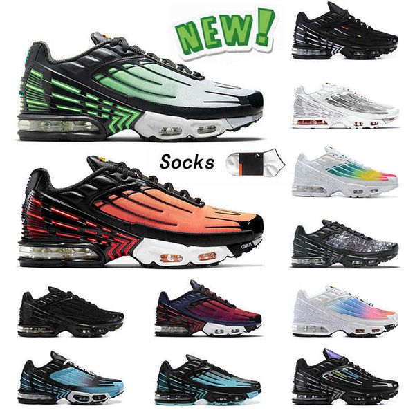 

with box designer classic womens tn plus 3 running shoes leather triple black multi white radiant red tiger purple grey blue gold size 36-45