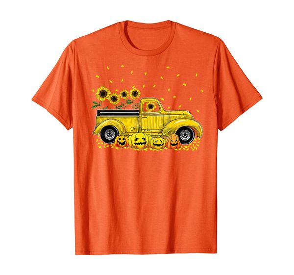 

sunflower pumpkin truck t-shirt, White;black
