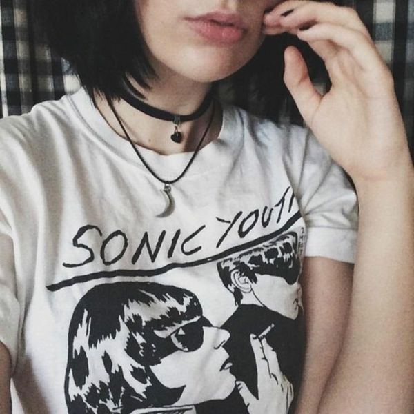 

sonic youth album cover vintage rock t-shirt women grunge vogue tees short sleeved round collar funny tshirt tumblr, White