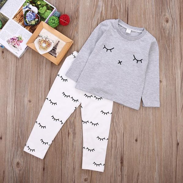 

clothing sets kids infant born baby girl cotton t-shirt pants outfit set clothes 0-24m, White