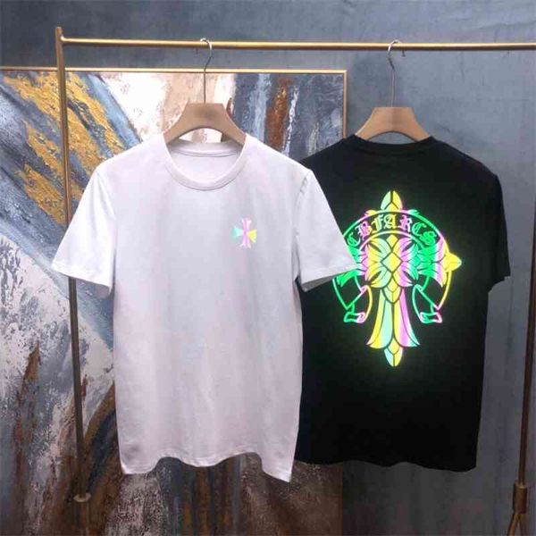 

65% off outlet online store cro cross 3m reflective short sleeve men's cotton round neck t-shirt fashion brand, White;black