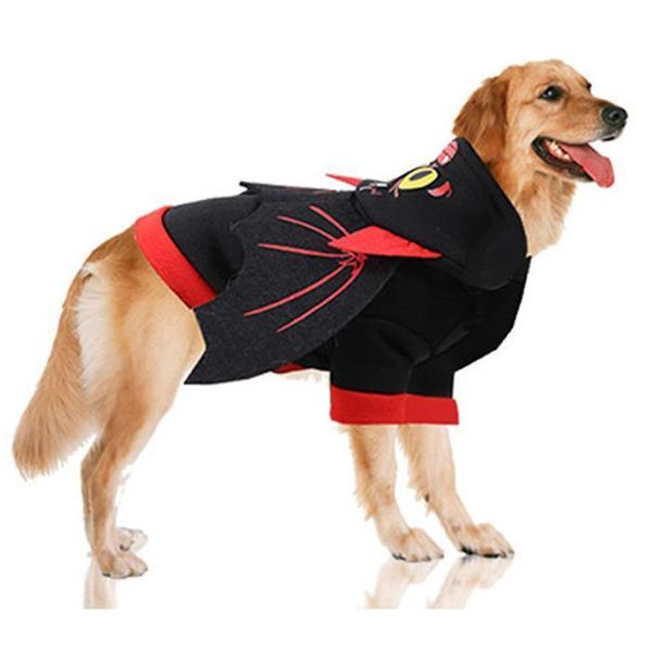 Собака одежда Хэллоуин черная летучая мышь крылья милый домашнее животное костюм костюм пальто толстовки супер теплая зима