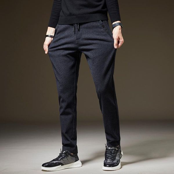 

men's spring autumn smart casual pants classic style cotton straight-leg trousers male brand men clothing black grey blue,9908