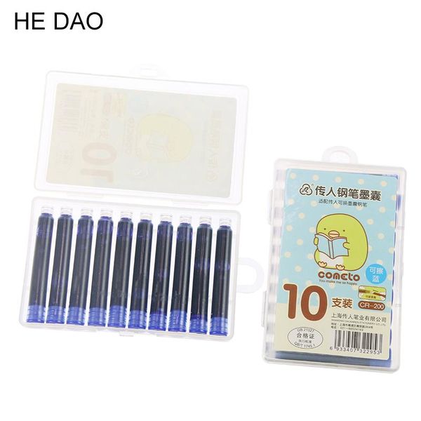 

fountain pens 10 pcs / pack interchangeable ink bag successor luxury gift creative stationery steel pen blue school supplies