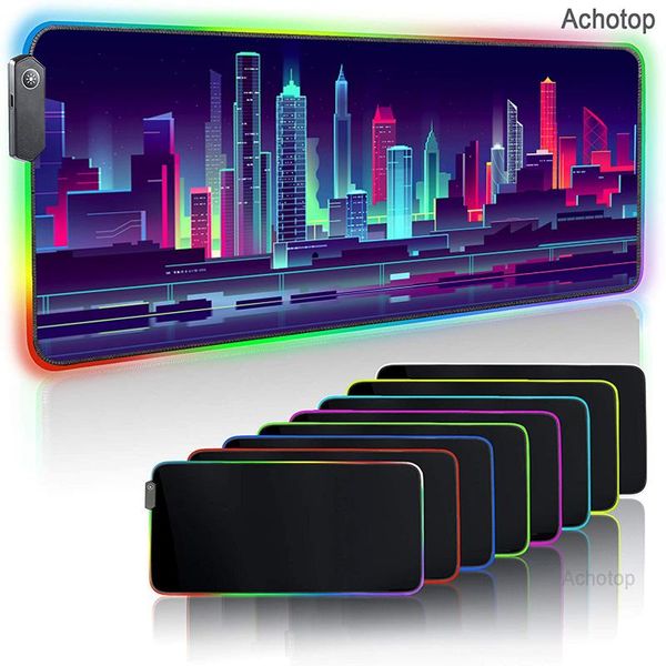 

mouse pads & wrist rests computer luminous pad rgb gaming mousepad colorful large glowing usb led extended keyboard neon pixel desk mat game