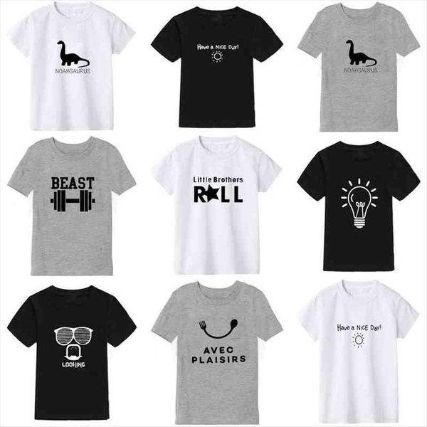 

boys clothes girls pure cotton fashion casual personality printed t shirt baby boy children 18m 10y, Blue