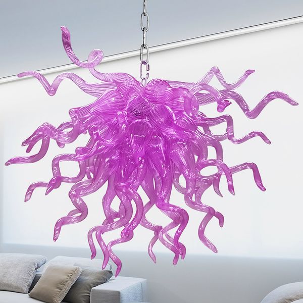 

modern luxury lamps living room decoration hand blown glass led chandeliers purple home decor chandelier lighting for duplex building decora