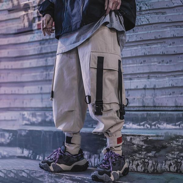 

men's pants utility function with pocket leisure trousers women 2021 clothes harajuku multifunctional overalls cargo jogger, Black