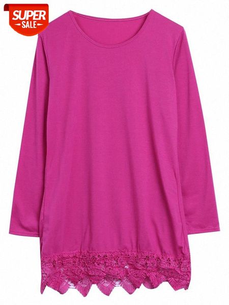 

women long sleeve solid cotton lace casual party tunic mini shirt dress #et0x, Black;gray