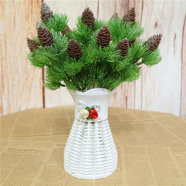 

7pcs pine cone artificial plants christmas wedding home tree decorations diy handcraft bouquet gift box fake plants needle
