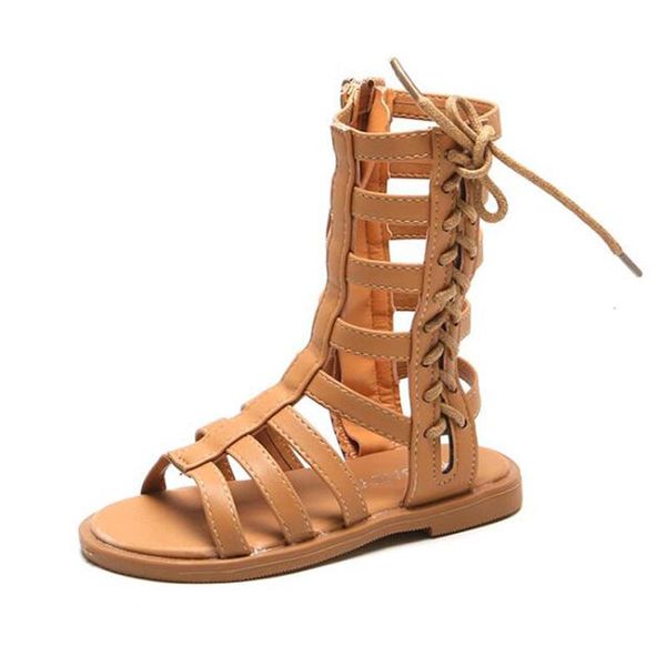 

sandals size 21-30 summer girls rome style open-toe high gladiator, Black;red