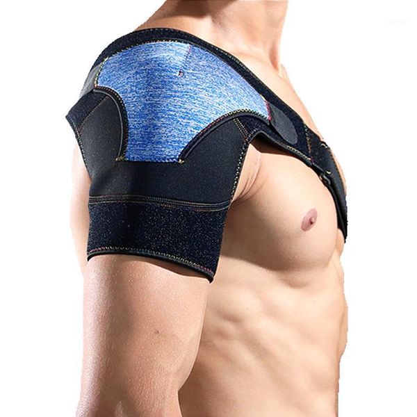 

back support shoulder brace rotator pressure pad pain pack adjustable belt sleeve1, Black;blue