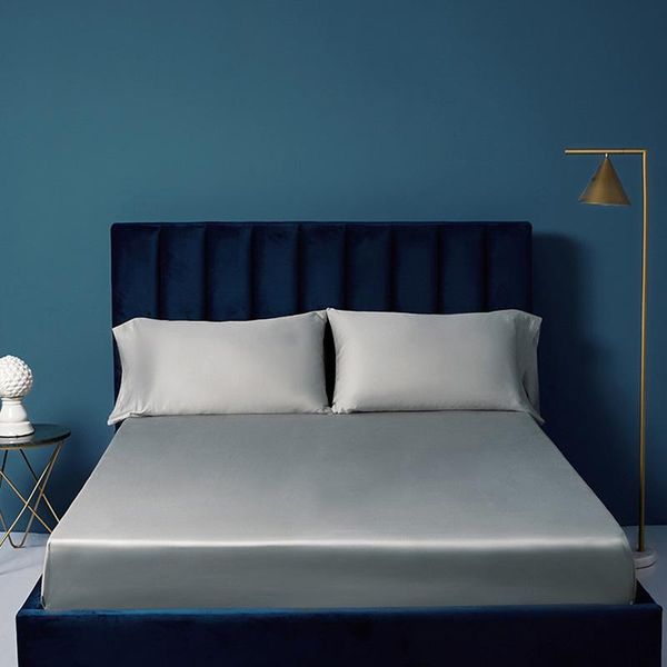 

sheets & sets 1pcs cotton bed solid color fitted sheet full queen king size mattress cover four corners with elastic band