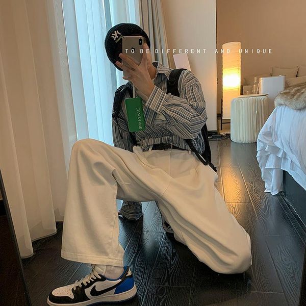 

men's pants 2021 solid color casual cotton loose straight high-quality super nice baggy homme trousers plus size m-2xl, Black