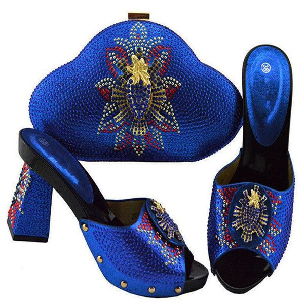 

rhinestone woman shoes and bag to match set biggest size 38-43 african high heels shoes and bags set for party, Black