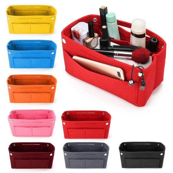 

storage bags women's makeup organizer felt cloth insert bag multi-functional travel cosmetic girl toiletry liner