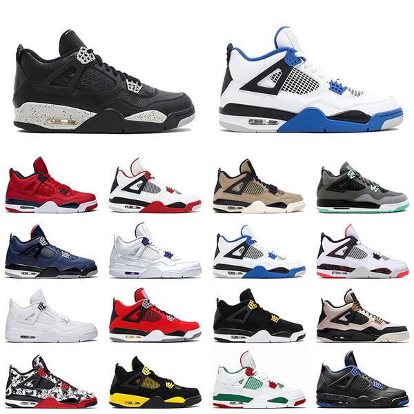

4s men basketball shoes jumpman 4 oreo motorsport blue taupe haze black cat fire red 25th anniversary fashion trainer sneakers 7-13