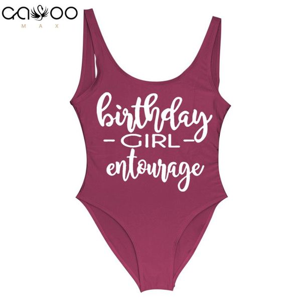 

2021 brithday girl entourage female swimsuits one piece swimwear birthday party pool beachwear bathing suit backless swimwears, White;black