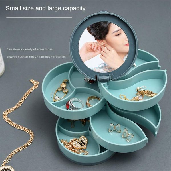 

storage boxes & bins 360 degree rotating cosmetic box jewelry organizer multi-storeycosmetic mirrorjewelry display rack