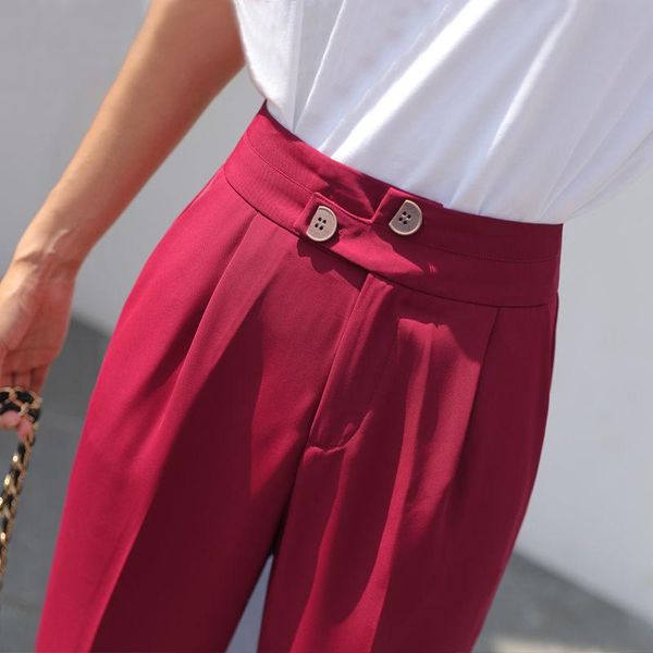 

women's pants & capris 2021 women mid-waist sun star pattern young girl trousers summer autumn female harem loose solid full length l98, Black;white