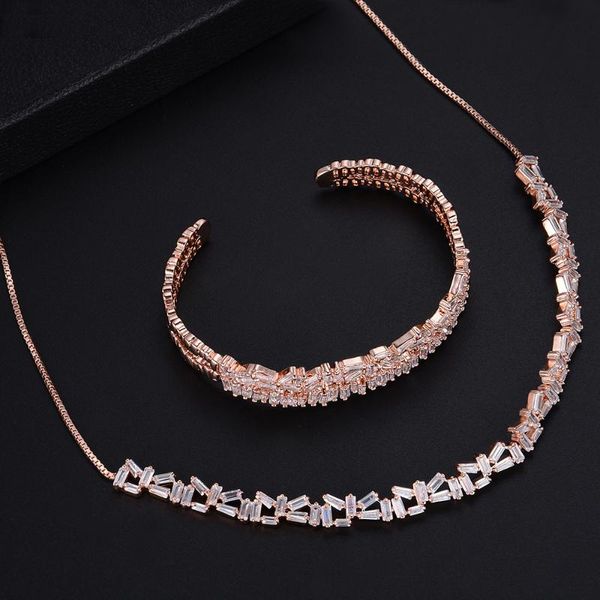 

earrings & necklace trendy women girls geometry hollow bracelet bangle sets dress jewelry, Silver