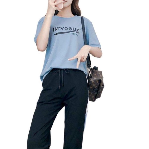 

women's two piece pants fashion outfits for women 2021 summer casual sports suit large size female korean version was thin, White