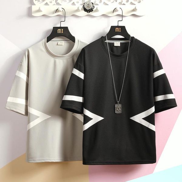 

men's t-shirts 2021 summer fashion loose five sleeve short t-shirt, White;black